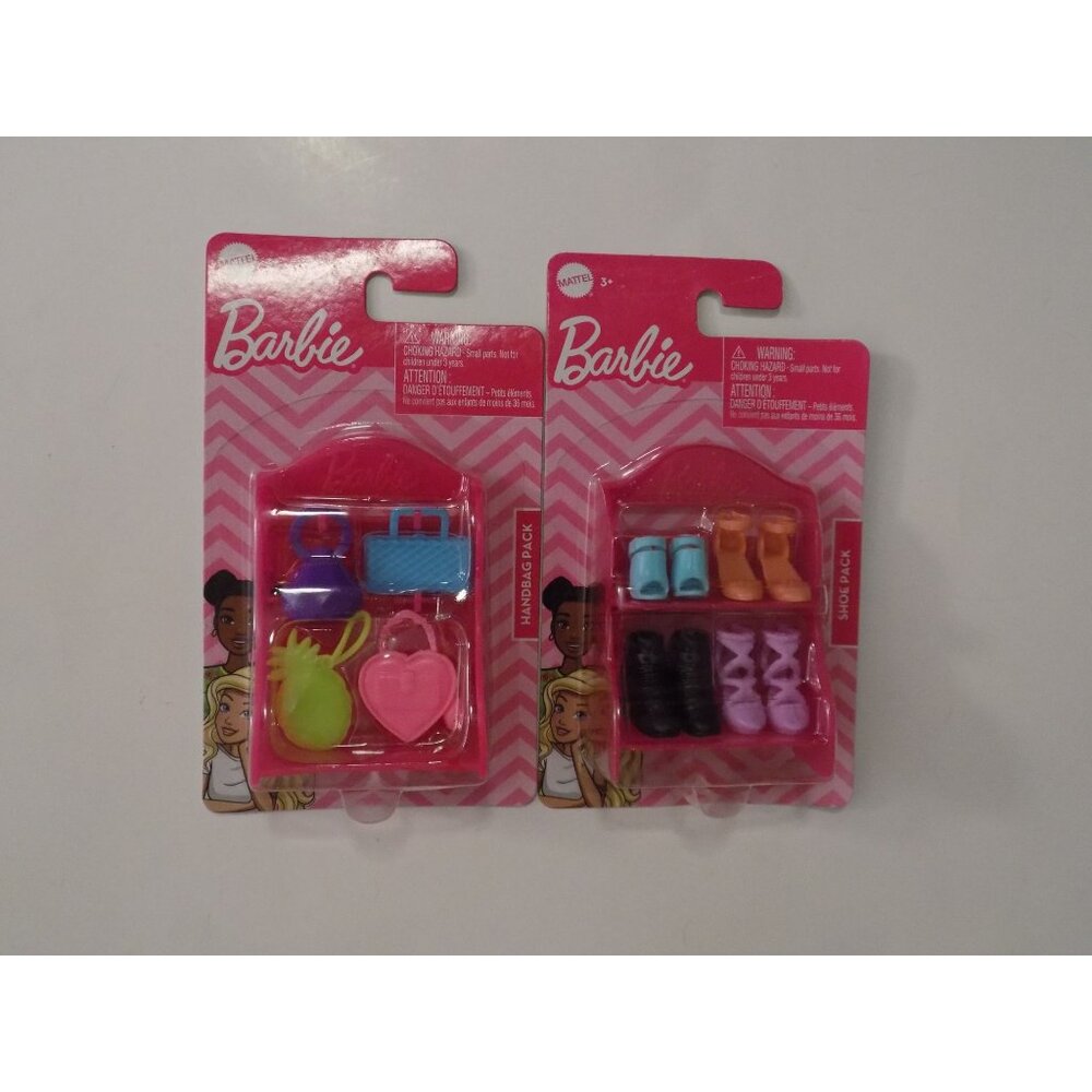 Barbie - Handbag Pack - Shelf with 4 Handbags & Fashion Shoe Pack with Shoe Rack